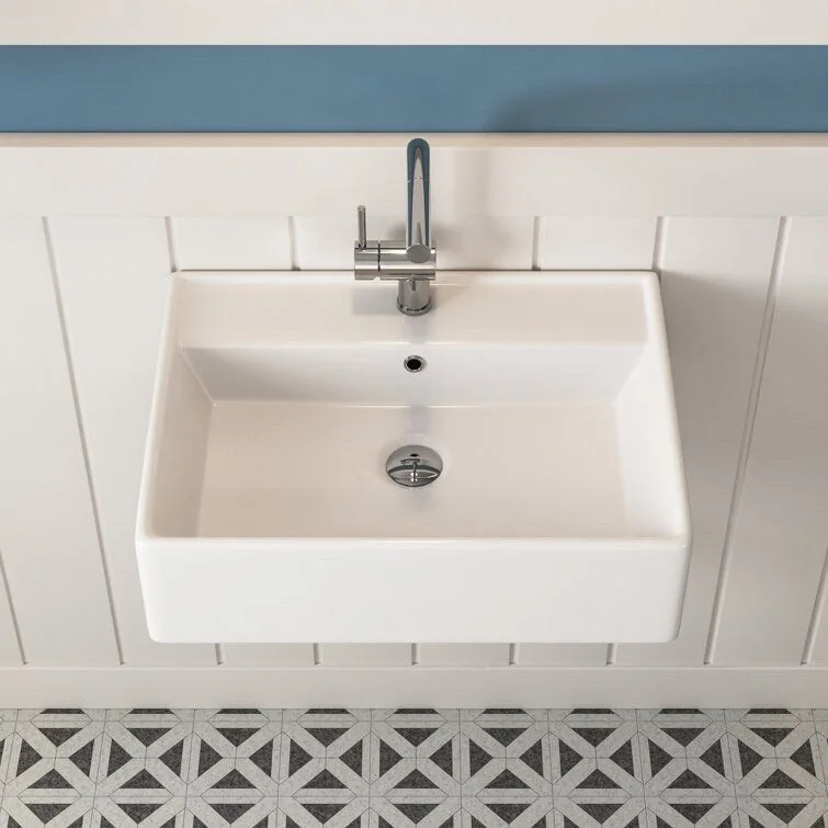 DeerValley 23" x 18" White Rectangular Vitreous China Wall Mount Bathroom Sink with Overflow