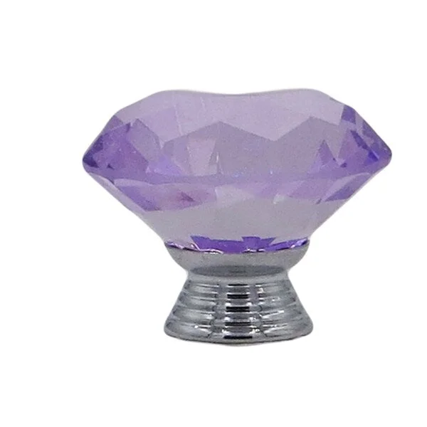 Diamond-shape Purple Crystal Glass 1.5-inch 40-millimeter Drawer/Door/Cabinet Knob Pulls (Set of 6)