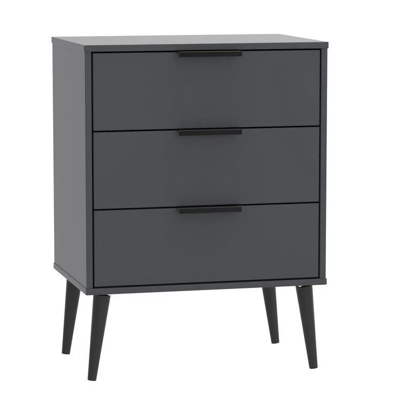 Drayton Midi Chest of Drawers Black 3 Drawers