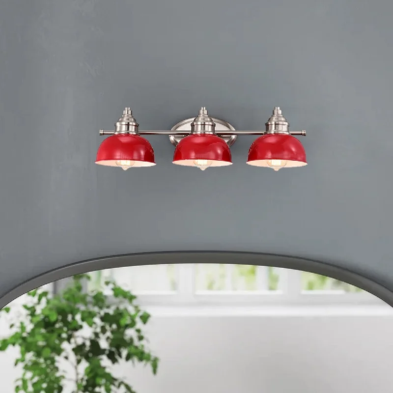 Farmhouse 3-Light Dimmable Bathroom Vanity Light,Red - 7*26*10