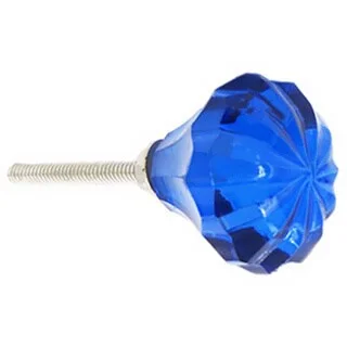 Flower Shaped Blue Glass Drawer/ Door/ Cabinet Knob (Pack of 6)