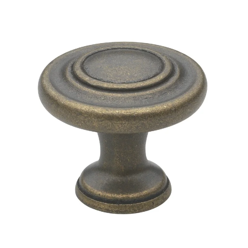 GlideRite 1.25-inch Antique Brass 3-Ring Round Cabinet Knobs (Pack of 10)