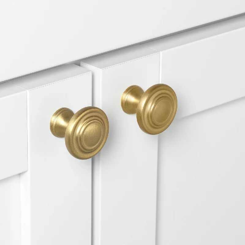 GlideRIte 1.25-inch Satin Gold 3-Ring Round Cabinet Knobs (Pack of 25)