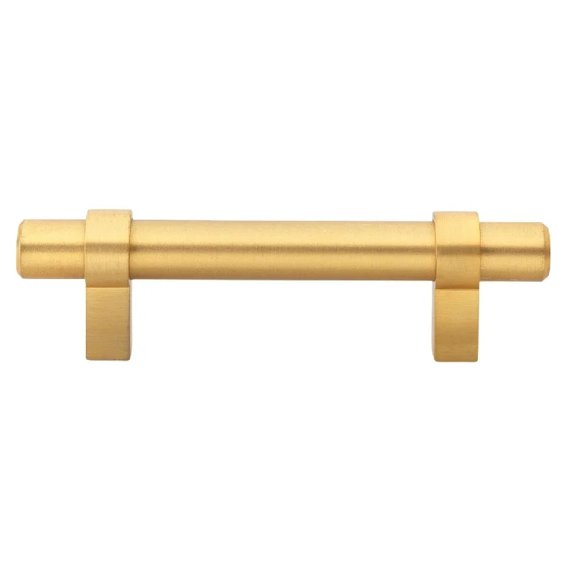 GlideRite 5-Pack 3 in Center Satin Gold Euro Solid Cabinet T-Bar Pulls - Satin Gold