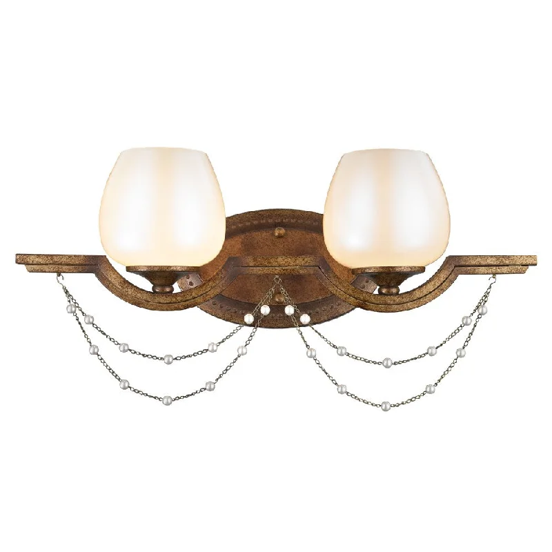 Golden Lightiing Athena Grecian Gold With Pearlescent Glass 2-light Bath Vanity Light Fixture