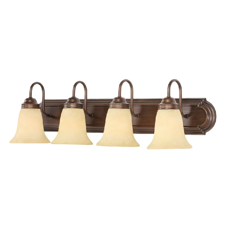 Golden Lighting Brookfield Rubbed Bronze Steel/Tea Stone Glass 4-light Bath Vanity Light