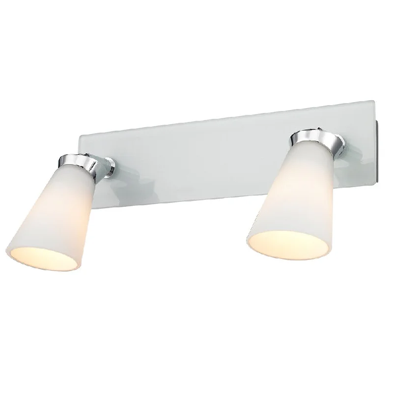 Golden Lighting #C024-02-CH Iberlamp Opera Collection Silver Steel and White Opal Glass 2-light Bath Vanity Spotlight