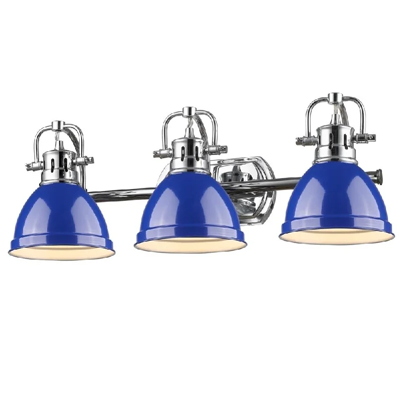 Golden Lighting Duncan Chrome 3-light Bath Vanity With Blue Shades