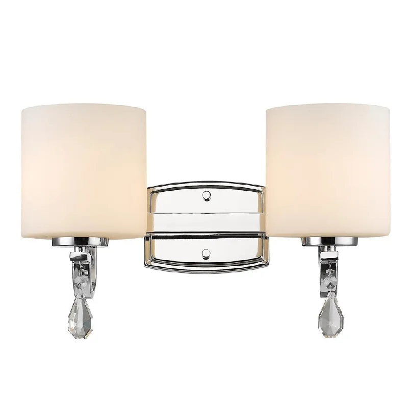 Golden Lighting Evette Opal Glass and Chrome Steel 2-light Bath Vanity Light - Chrome with Opal Glass Shades