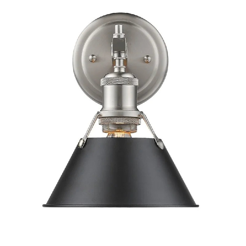 Golden Lighting Orwell Pewter 1-light Bath Vanity Sconce with Black Shade - Pewter with Black