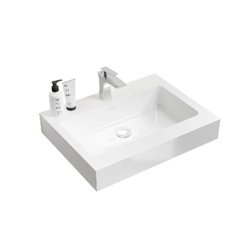 Integrated solid surface basin WITHOUT drain & faucet,High quality and durable， glossy white color