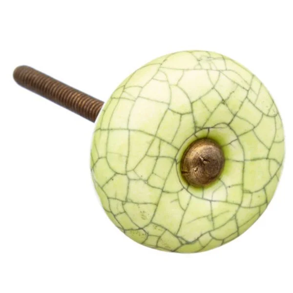 Lime Crackle Ceramic Drawer/ Door/ Cabinet Knob (Pack of 6)