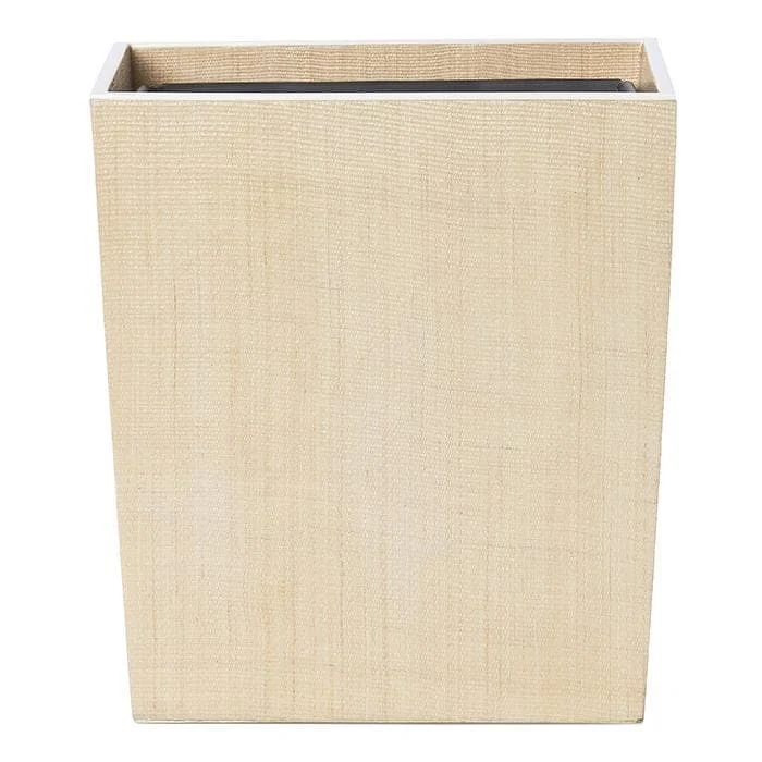 Maranello Beige White Abaca Resin Rectangle Waste Basket