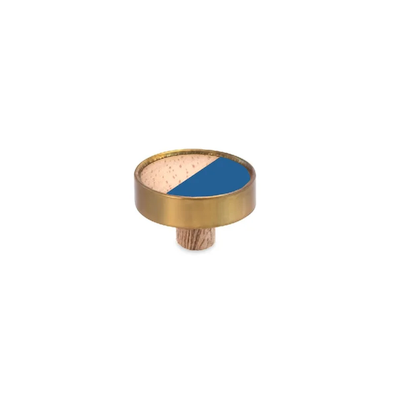 Mascot Hardware Athena Effect Wood & Brass Blue Cabinet Knob