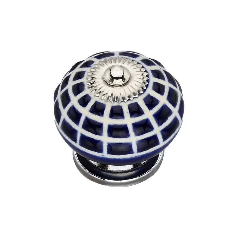 Mascot Hardware Checkered Blue Round Cabinet Knob