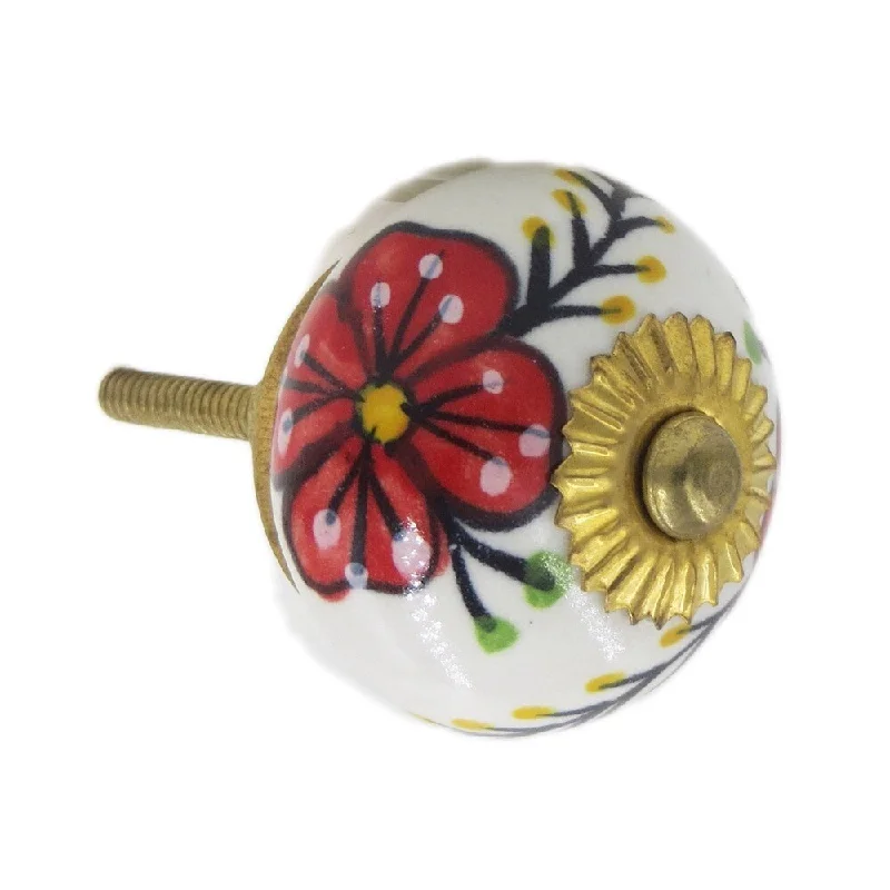 Orange Blossom Flower Ceramic Drawer/ Door/ Cabinet Knobs (Pack of 6)