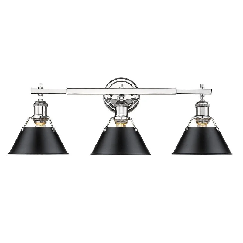 Orwell CH 3 Light Bath Vanity in Chrome with Black Shade