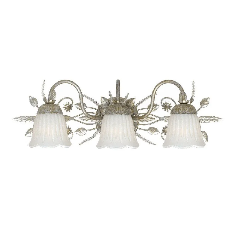 Primrose 3-light Silver Leaf/ Crystal Bath/ Vanity Light - Silver Leaf