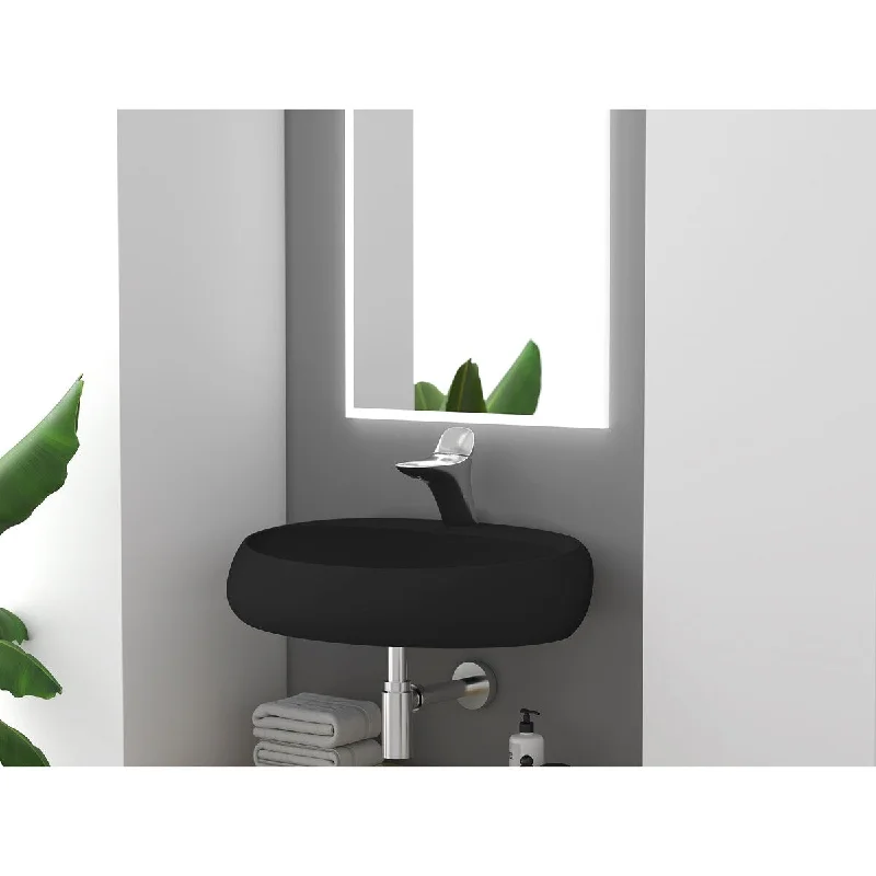 Rosaria 24" Matte Black Porcelain Wall Mounted Bathroom Sink