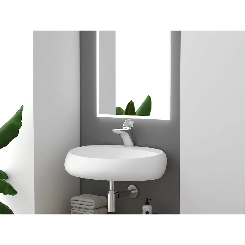 Rosaria 24" Matte White Porcelain Wall Mounted Bathroom Sink