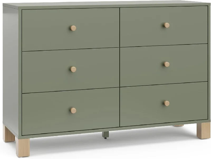 Storkcraft California 6-Drawer Double Dresser (Olive with Driftwood) - $240