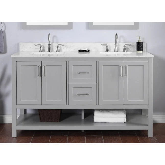 Style Selections Keary 61-in Double Sink Bathroom Vanity (Mirror Included) - $799