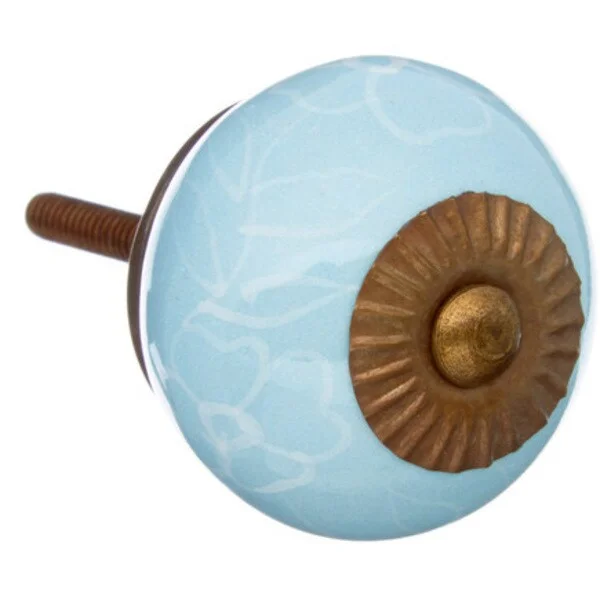 Turquoise Flower Ceramic Drawer/ Door/ Cabinet Knob (Pack of 6)