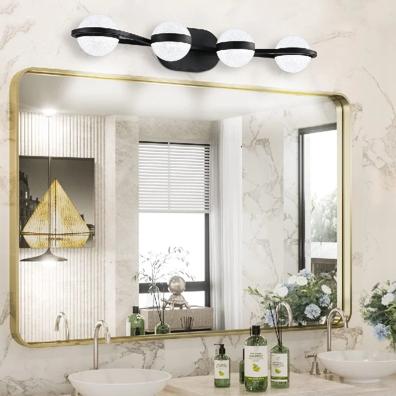 Vanity Lights With 4 LED Bulbs For Bathroom Lighting(Black)