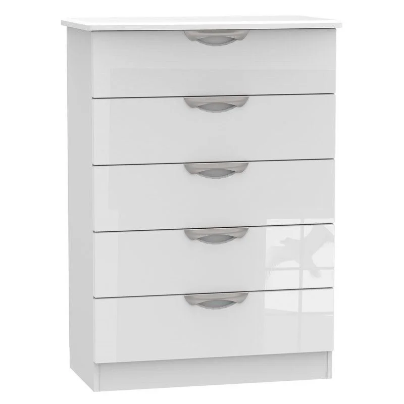 Weybourne Tall Chest of Drawers White 5 Drawers