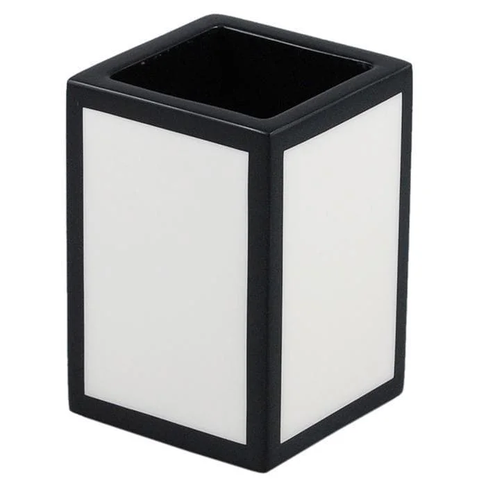 White & Black Lacquer Brush Holder