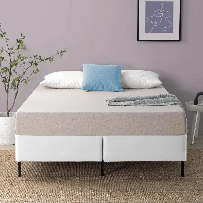 ZINUS No Assembly Metal Box Spring, 9 Inch White Mattress Foundation, Split Queen - $155