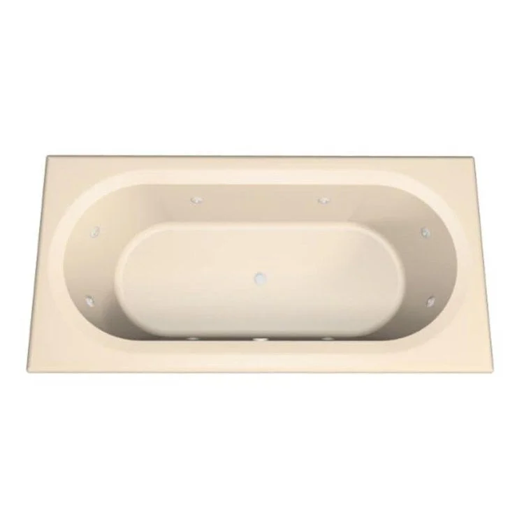 Combination Tub Designer Collection Caribe 72 x 36 x 19 Inch Drop-In Center Drain Bone Rectangle