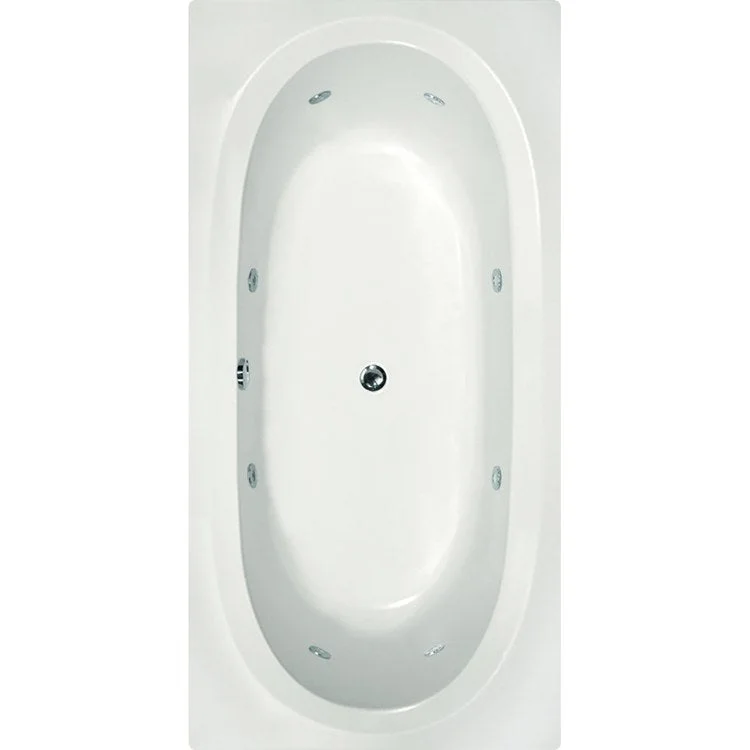 Combination Tub Designer Collection Caribe 72 x 36 x 19 Inch Drop-In Center Drain White Rectangle