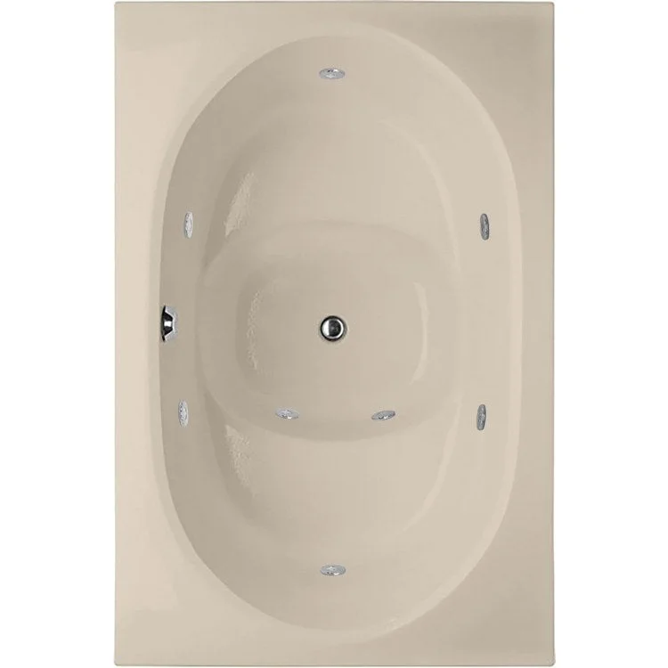 Combination Tub Designer Collection Fuji 60 x 40 x 32 Inch Drop-In Air Whirlpool Center Drain Almond Oval