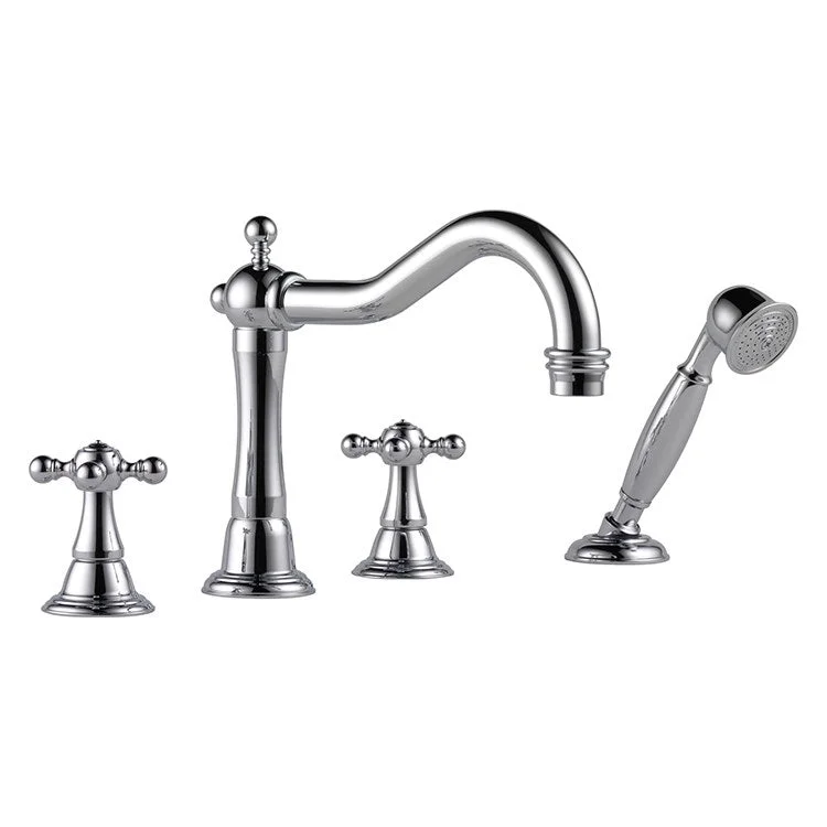 Tresa Two Handle Roman Tub Faucet with Cross Handles and Handshower