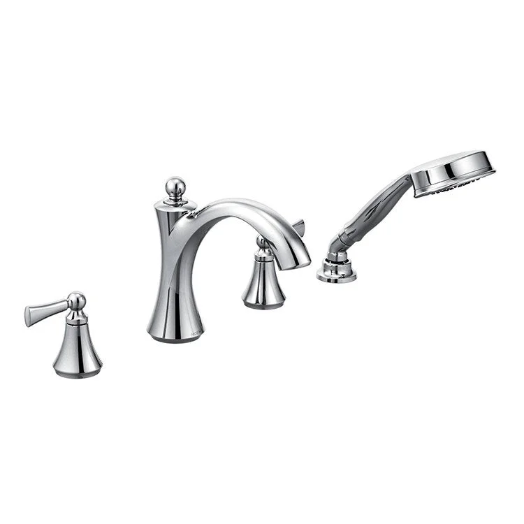 Wynford Two Handle Roman Tub Faucet with Lever Handles/Handshower