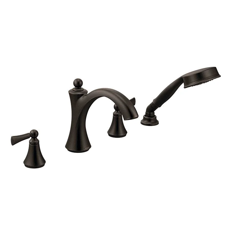 Wynford Two Handle Roman Tub Faucet with Lever Handles/Handshower