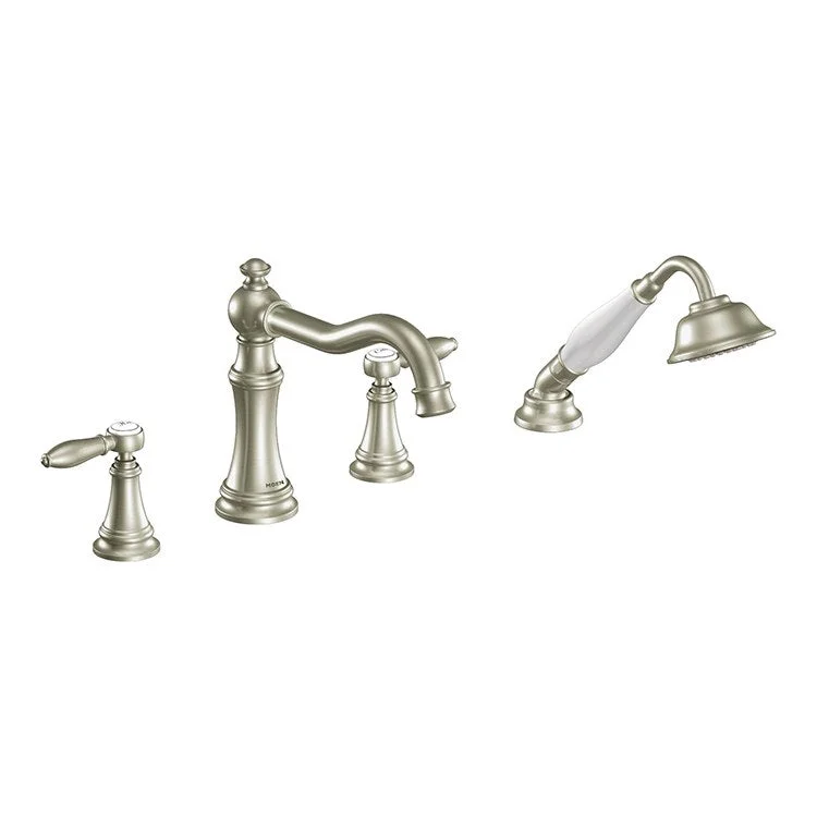 Weymouth Two-Handle High Arc Roman Tub Faucet with Cross Handles/Handshower