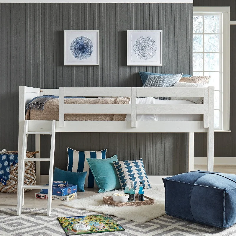 Allyson Park Wirebrushed White Twin Loft Bed Open