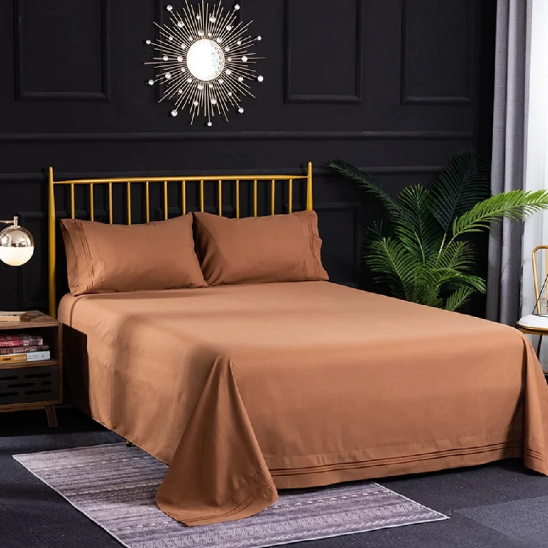 Bedding 4 Piece Bed Sheet Set Solid Color Comforter Set Made Of Polyester - Clear