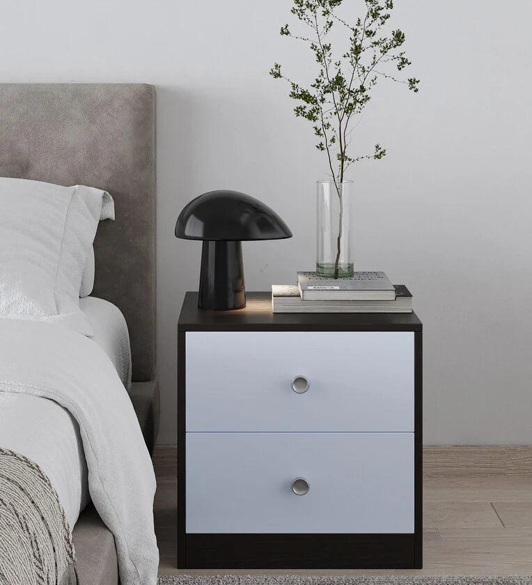 Bedside Table in Brown Flowery Wenge & Cold White Finish