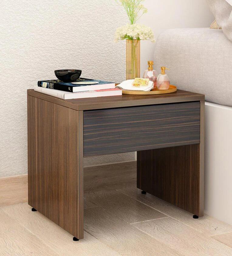 Bedside Table in Cairo Walnut & Dark Ebony Finish with Drawer