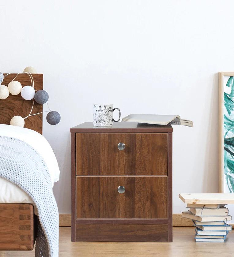 Bedside Table In Columbian Walnut Finish With Drawer