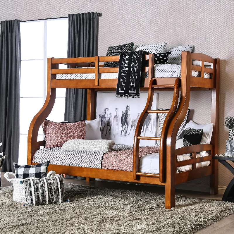 Biff Transitional Twin over Full Solid Wood Bunk Bed with Ladder by Furniture of America