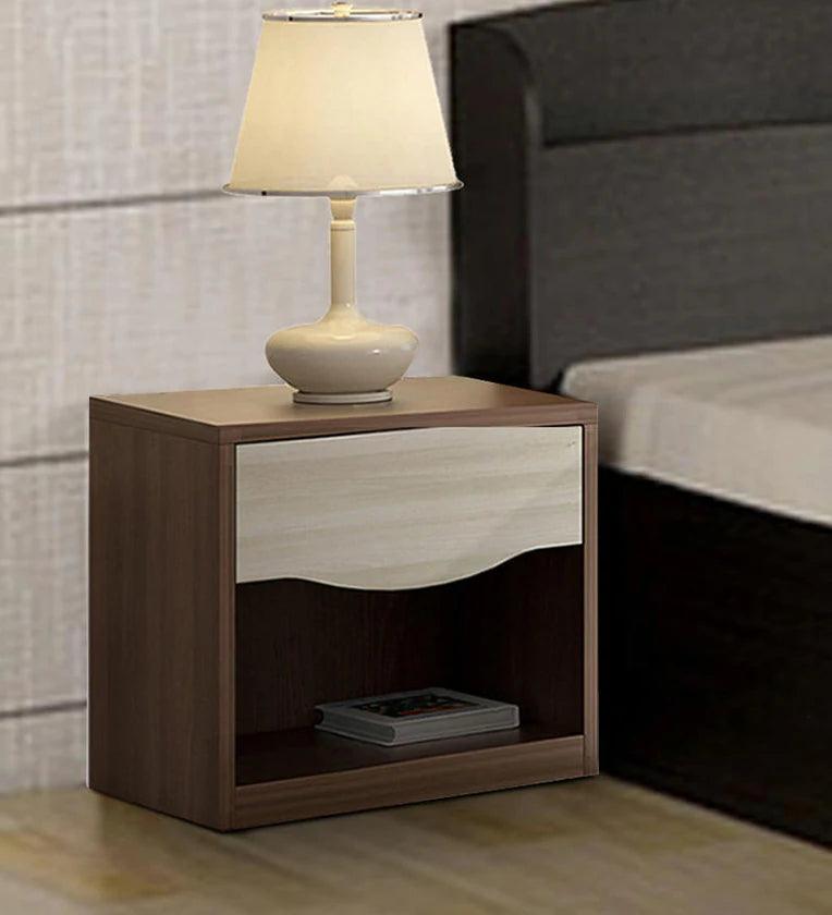 Crescent Bedside Table in Dark Acaica Finish