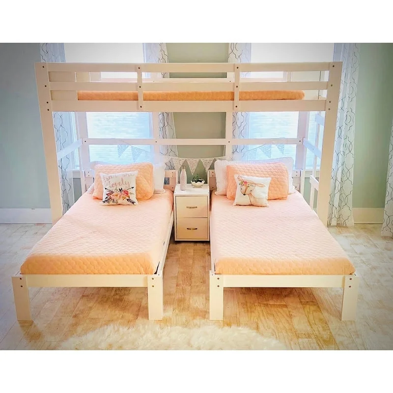 Custom Kids Furniture Twin XL Loft Bed over Two Twin Beds