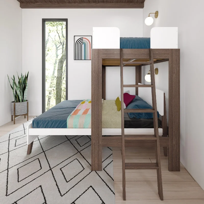 Max and Lily L-Shaped Twin over Full Bunk Bed with Ladder on End