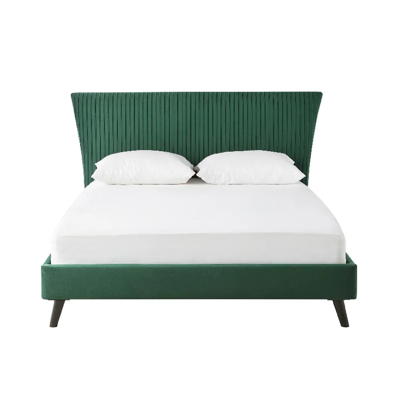 Pleat Bed Queen Emerald