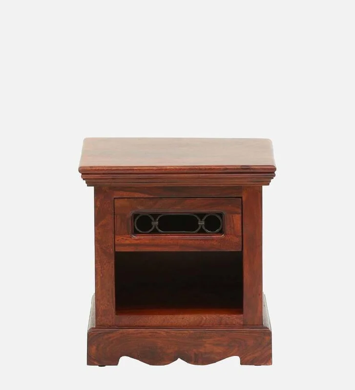 Sheesham Wood Bedside Table In Honey Oak Finish With Drawer