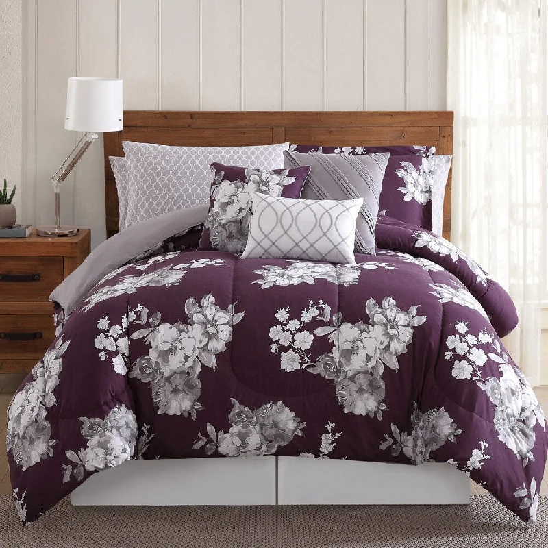 Silver Orchid Tyrone Peony Garden Floral 12-piece Comforter Bed in a Bag